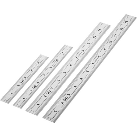 4 Pack (6, 8, 12, 14 inch), Metric Ruler, 6 inch Ruler, Stainless Steel Ruler - Picture 1 of 7